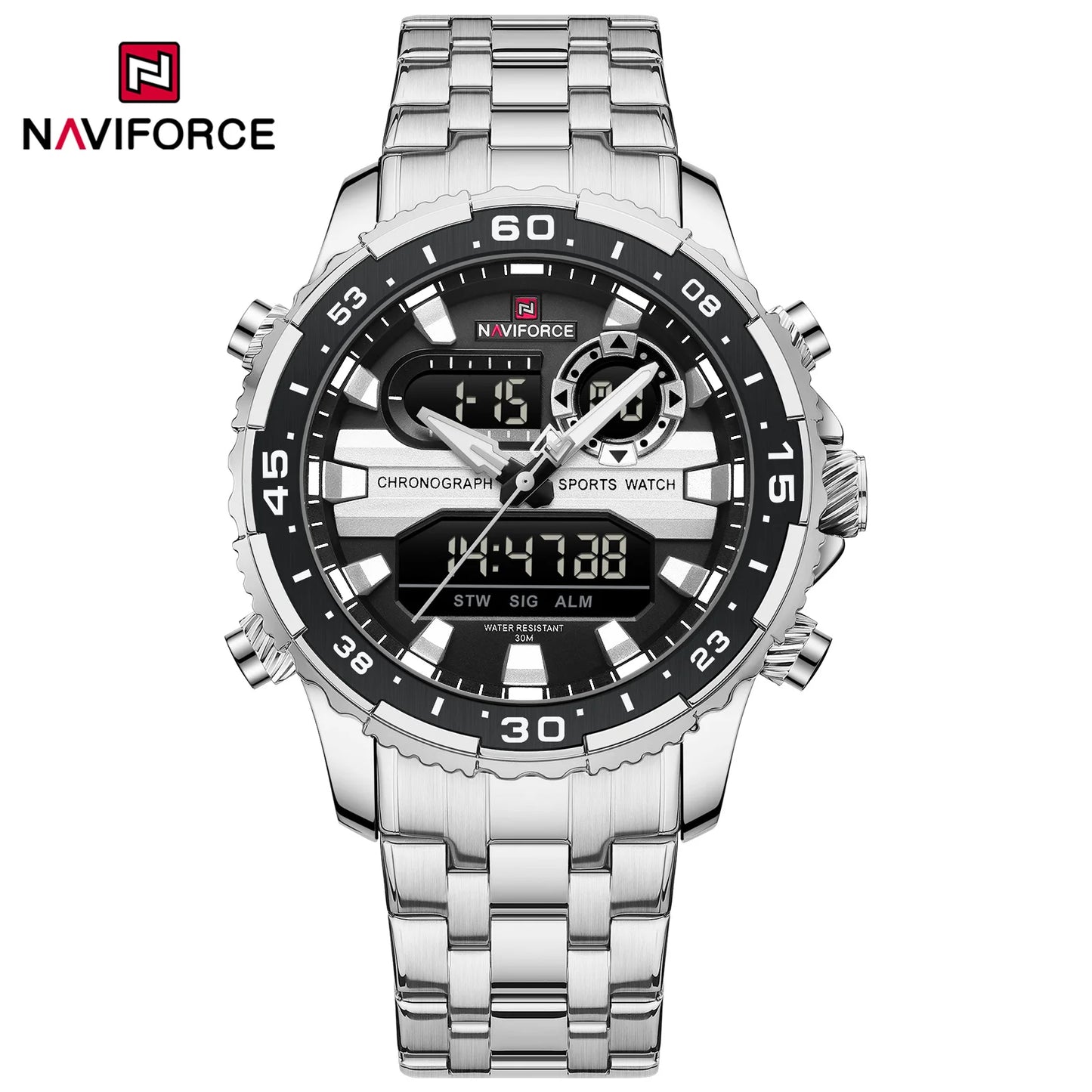 NAVIFORCE Brand Black Gold Men Watch Luxury Quartz Wrist Watches Sport Waterproof  Stainless Steel