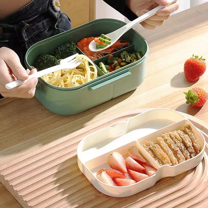 Kitchen Supplies: Single-layer, Double-layer Portable Fruit Food Box, Lunch Box with Fork Spoon Preservation Box