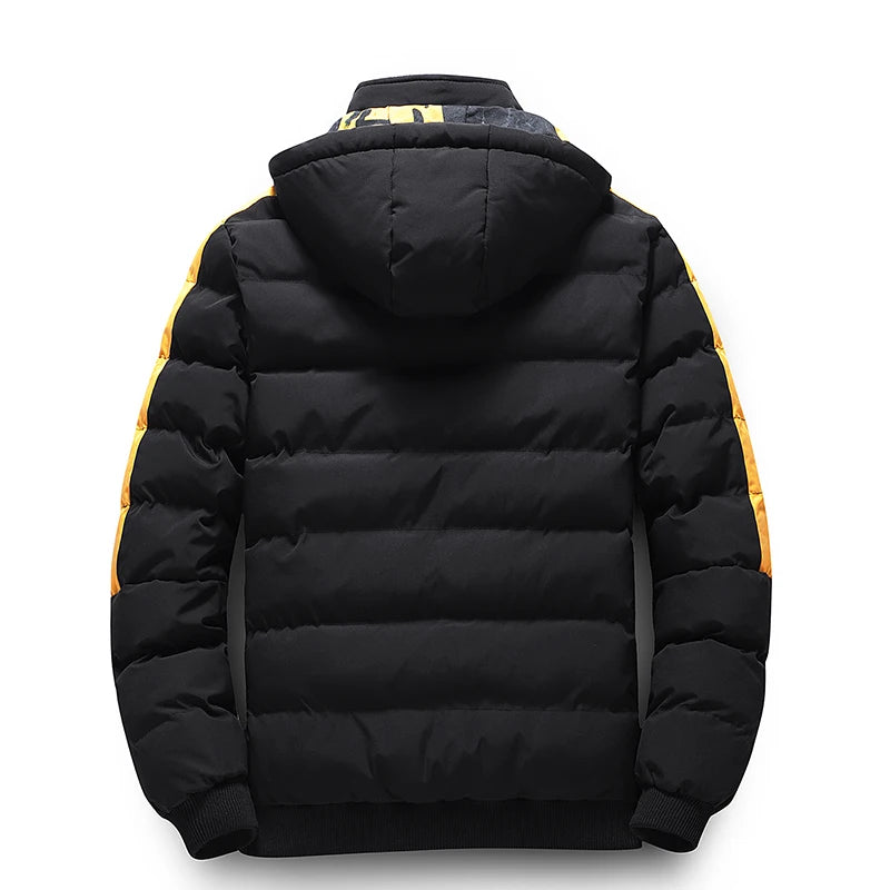 Streetwear Parkas  Jacket, Double-Sided Wear Men's Puffer Jacket, Outdoor Winter Thickened Down Coat, Letter Print Casual Parka Coats