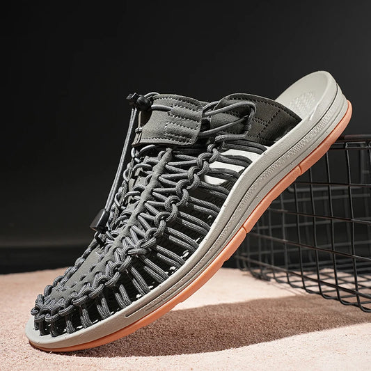 High Quality  Slip-on Slippers Summer Mens Hollow Barefoot Shoes for Men Outdoor Sandals Comfortable