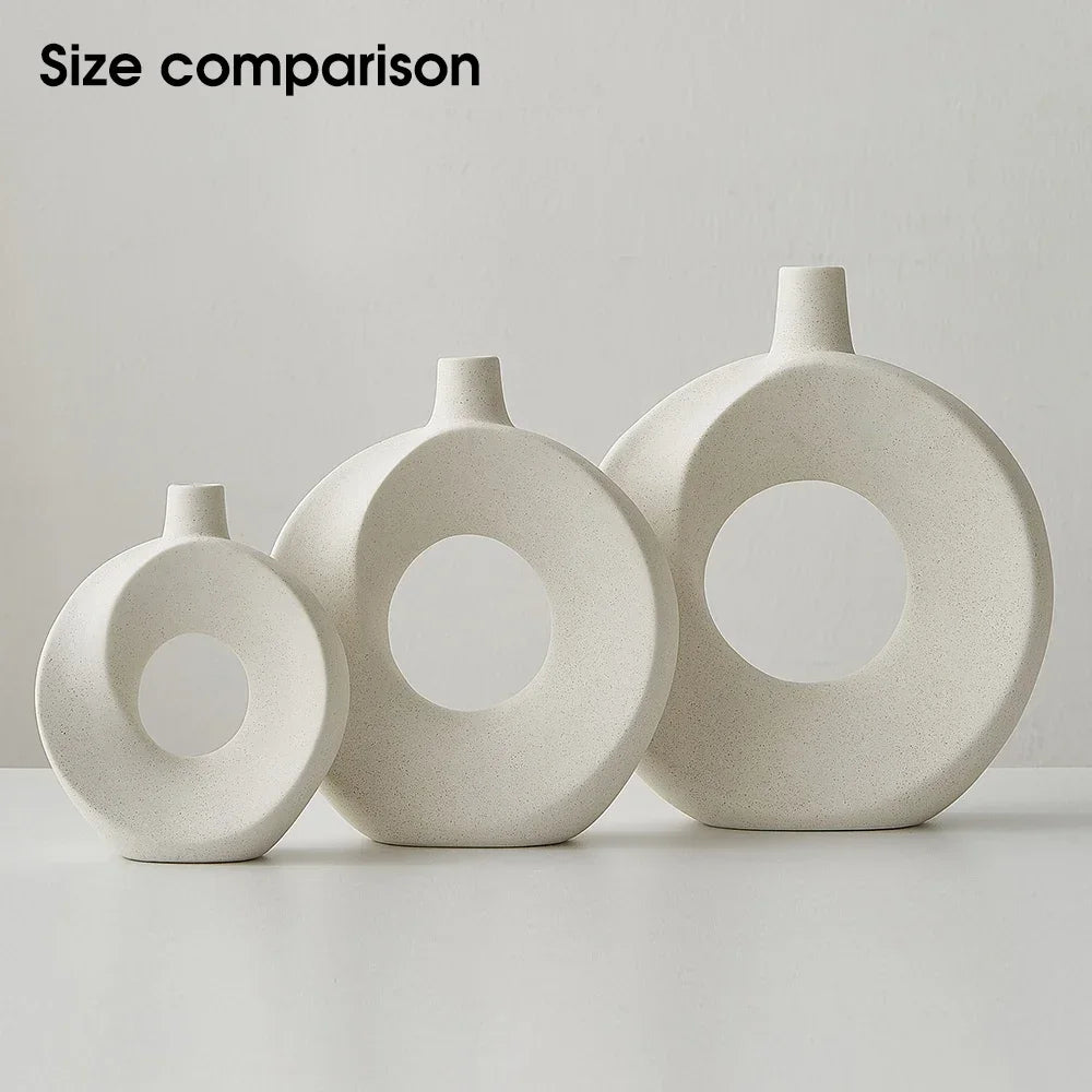 Ceramic Vase Nordic Style White Vase Light Luxury Flowerpot Modern Home Ornaments Decoration