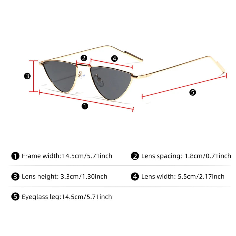 Cat Eye Sunglasses Vintage Alloy Sun Glasses Women Unique Elegant black gold Shades