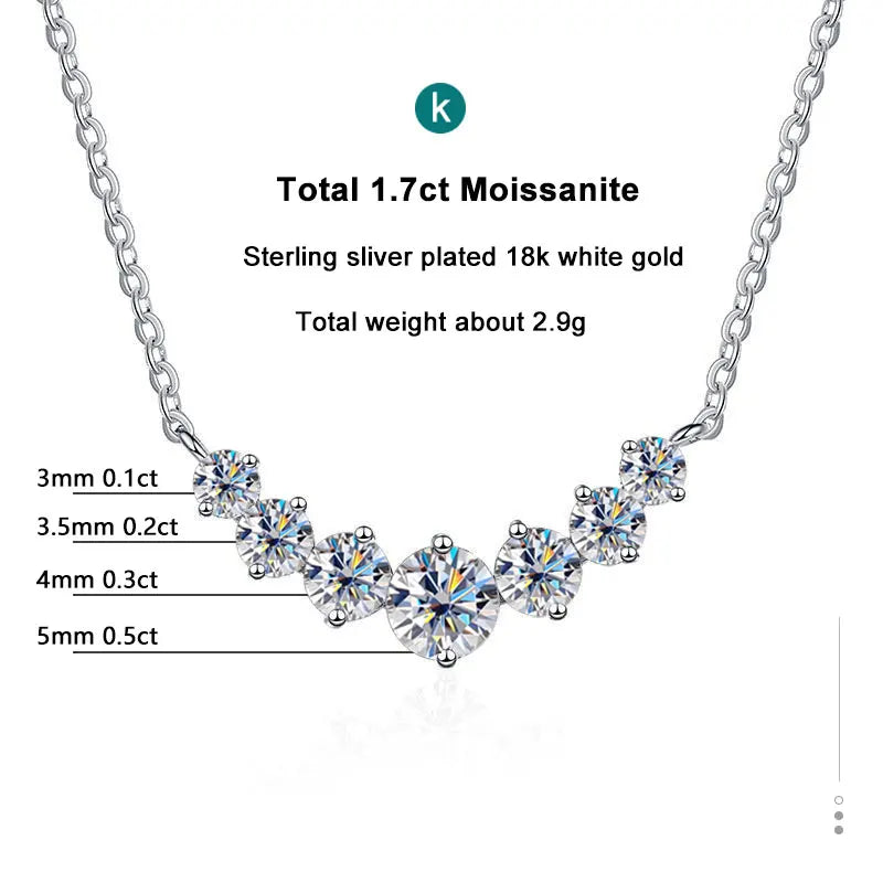 Moissanite Necklace for Woman Wedding Fine Jewely with Certificates 925 Sterling Sliver Plated 18k White Gold Necklace - Hiron Store