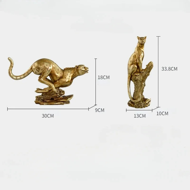 Resin Golden Leopard Statue, Office Sculpture Ornaments, Home Decoration, Birthday Gift