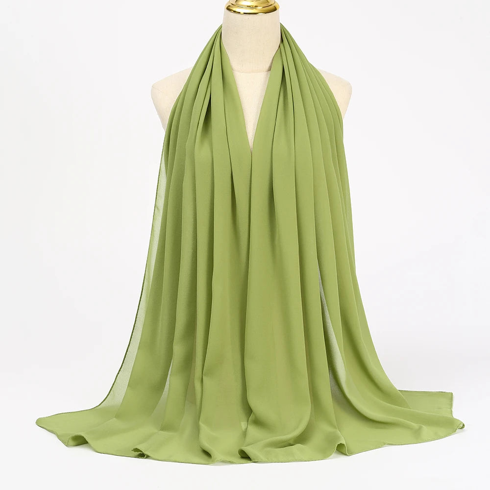 Muslim Chiffon hijab Scarf Long Solid Color Head Wrap Women's Hijabs & Scarves Jersey Hijab Veil