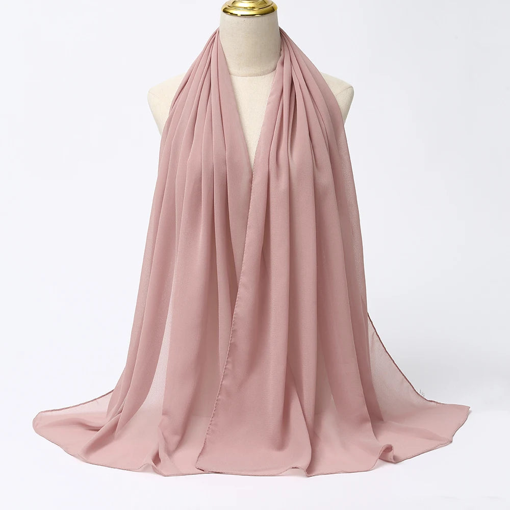 Muslim Chiffon hijab Scarf Long Solid Color Head Wrap Women's Hijabs & Scarves Jersey Hijab Veil