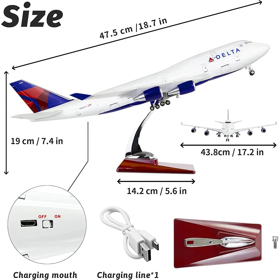 Airplane Airbus A380 Air France Airline Model W LED Light & Wheel Diecast Plastic Resin Plane