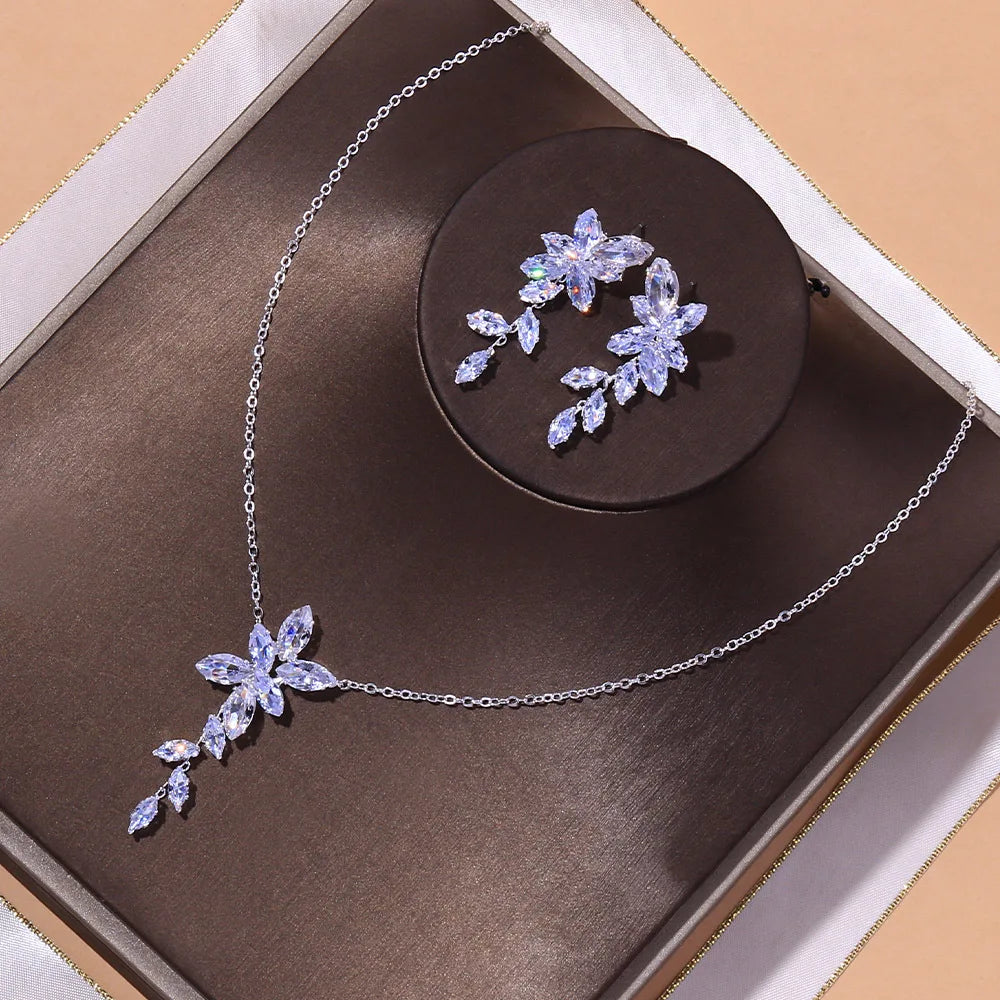 Necklaces Jewellery Sets for Women Silver Colour Wedding Jewelry Set