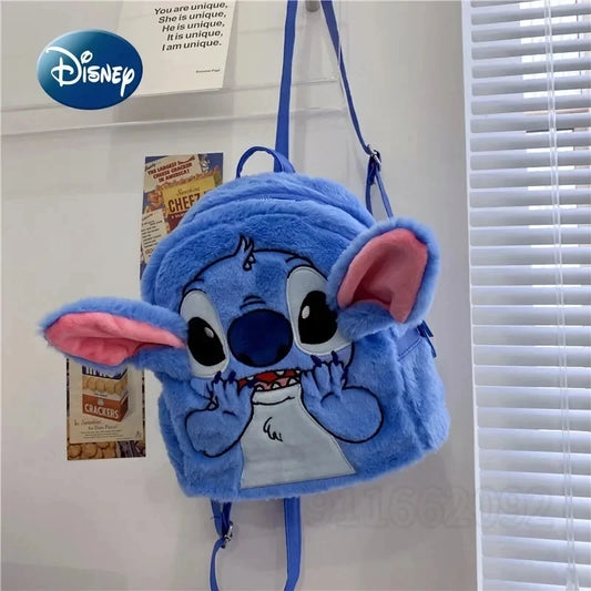 New Disney Plush Blue Large-Capacity Student Backpack Kindergarten Bag Child