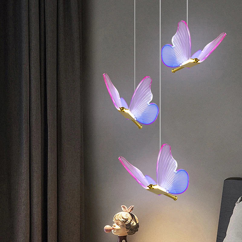 Acrylic Butterfly Pendant Lamp Hanging LED Ceiling Chandelier Light Home Decor Lighting