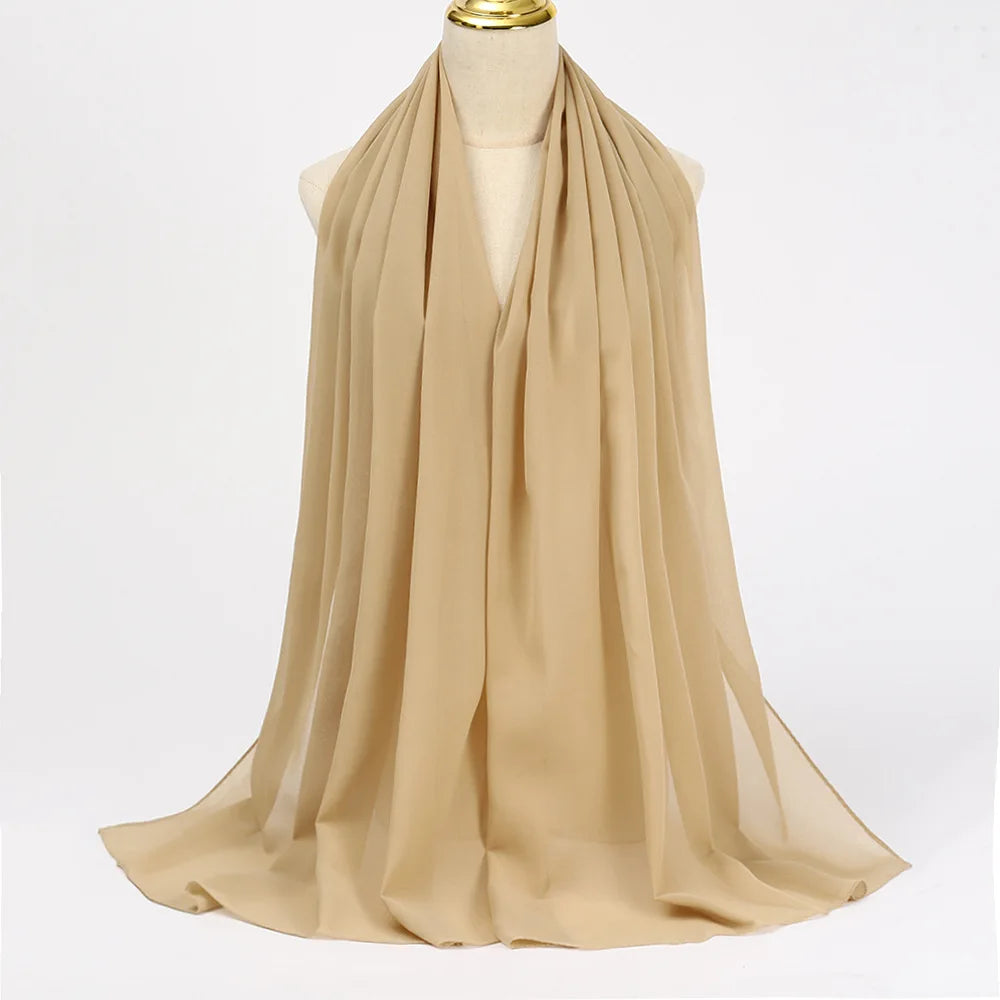 Muslim Chiffon hijab Scarf Long Solid Color Head Wrap Women's Hijabs & Scarves Jersey Hijab Veil