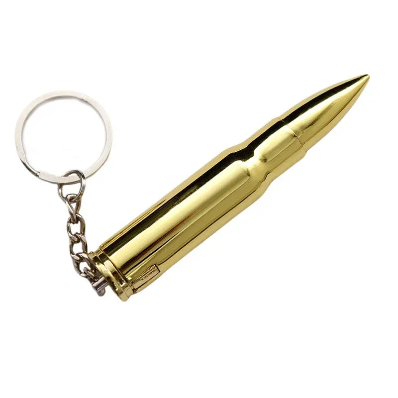 Personalized Bullet-Shape Metal Cigarette Lighter Refillable Butane Gas Keychain Mini Portable Lighter Smoking Gift