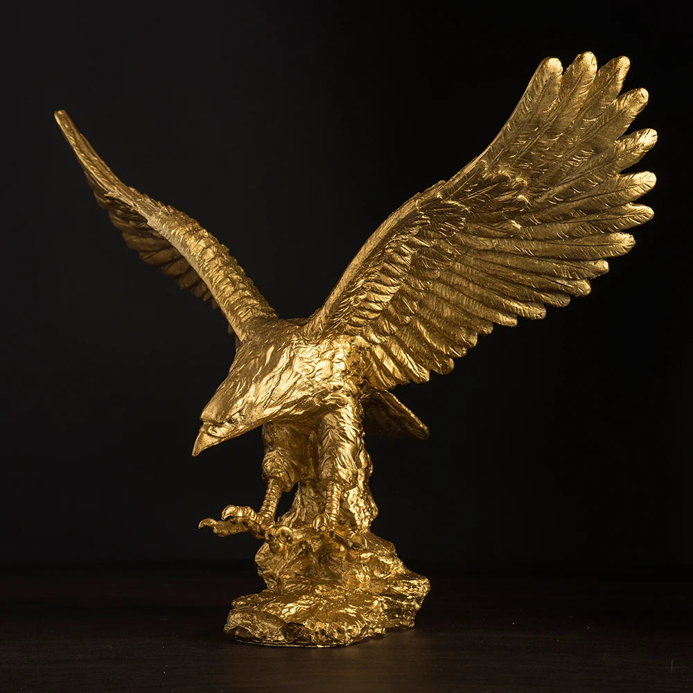 Golden Eagle Statue Art Animal Model Collection Ornament Home Office Desktop Decor