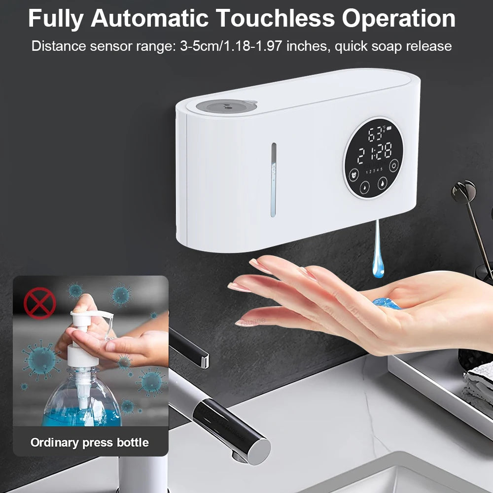 Automatic Hand Wash Liquid Foam Soap Dispenser Wall-mounted Touchless Sensor with LED Screen 500ML