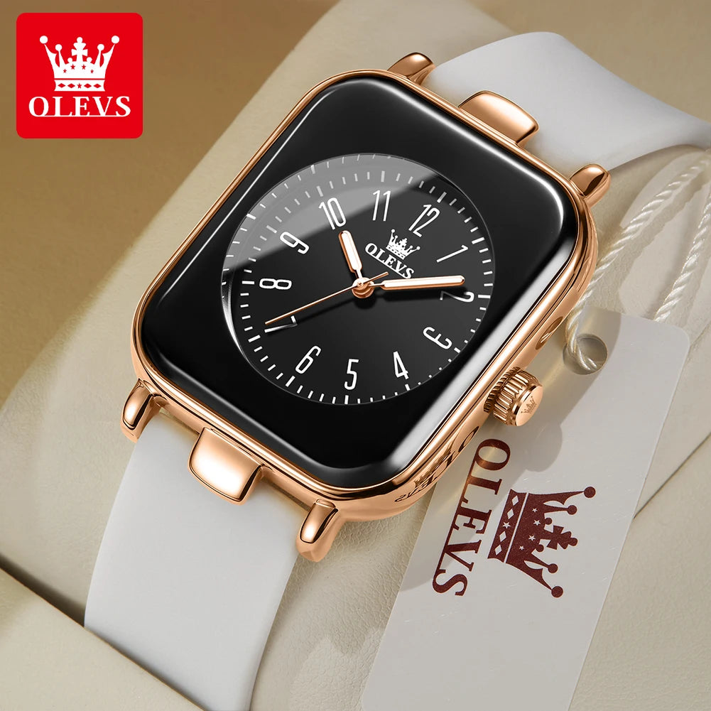 OLEVS Women's Watches Simple Elegant Quartz Wristwatch Original Waterproof Silicone Strap Luminous Hands Trend Fashion Style - Hiron Store