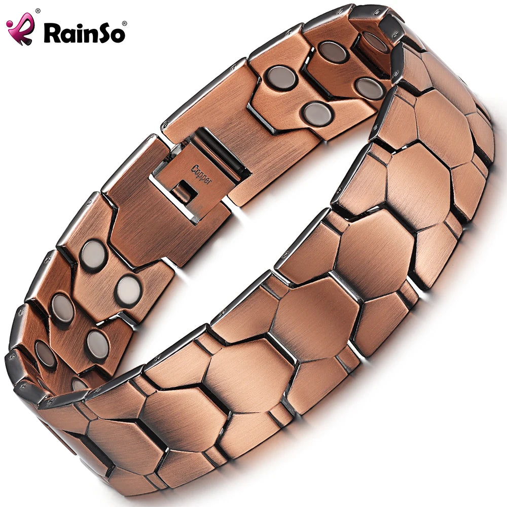 Rainso Vintage Magnetic Copper Bracelet For Men Women Healthy Bio Energy Chain Bangle Bracelet Daily Wear Jewelry Gift - Hiron Store