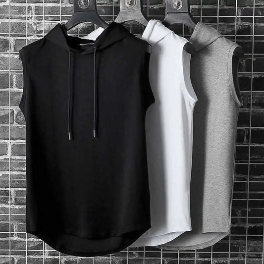 Solid Color 2023 Brand New Men's Tank Tops Vest Sleeveless Tees For Male Hooded Man Vests Tops Hip Hop Men Tank Top T shirt - Hiron Store