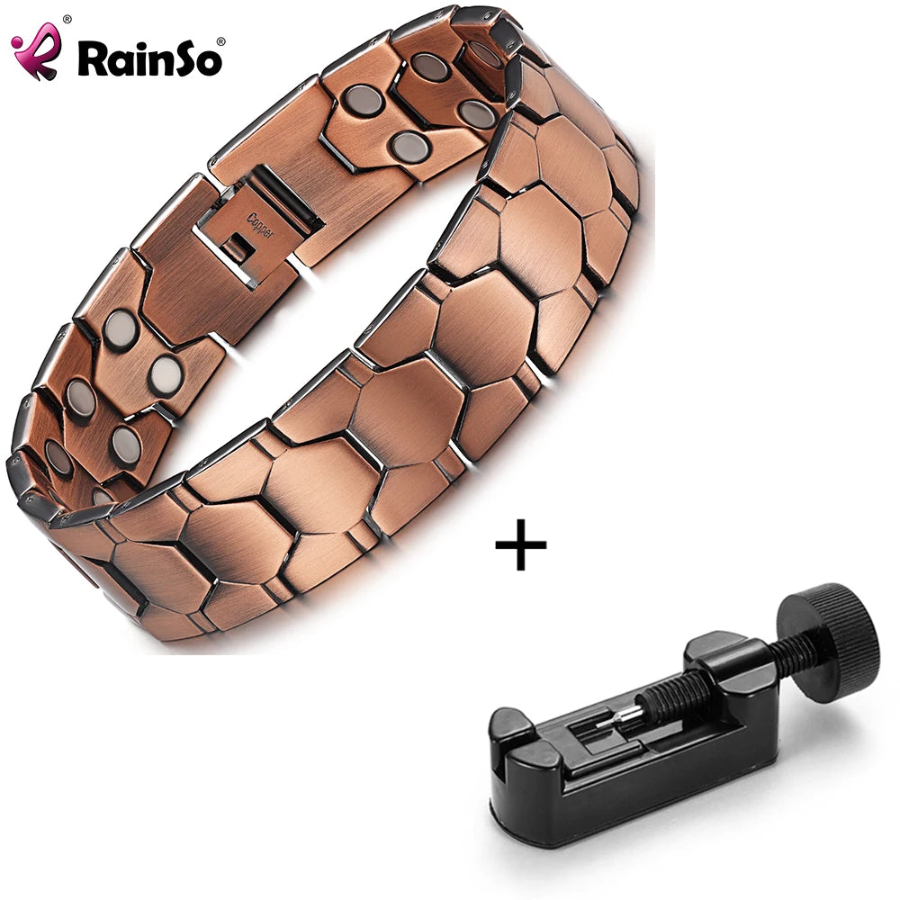 Rainso Vintage Magnetic Copper Bracelet For Men Women Healthy Bio Energy Chain Bangle Bracelet Daily Wear Jewelry Gift - Hiron Store