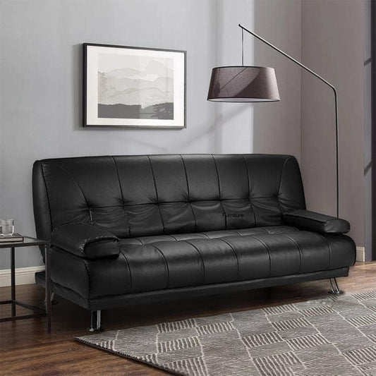 VEGGº SOFA BED Faux Leather Black Sofa Bed recliner 3 Seater Luxury/Budget Modest click clack - Hiron Store