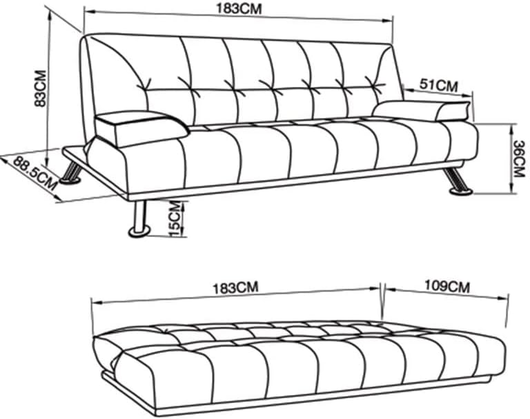 VEGGº SOFA BED Faux Leather Black Sofa Bed recliner 3 Seater Luxury/Budget Modest click clack - Hiron Store