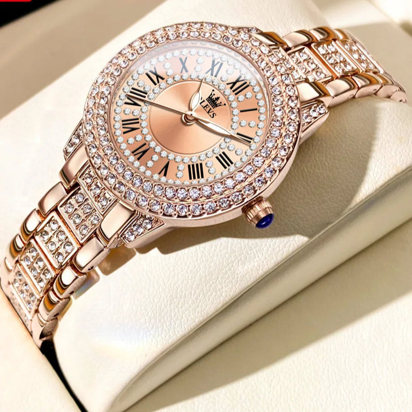 Diamond Watch for Women Luxury Stainless steel Waterproof Quartz Wristwatch