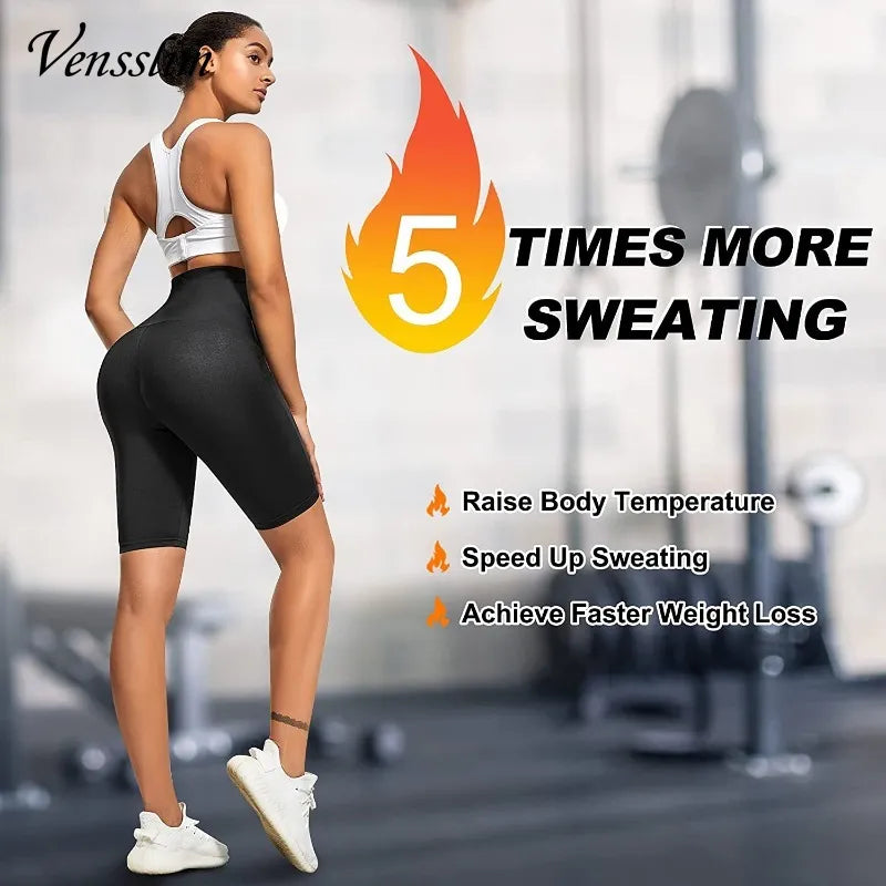 Women Sweat Sauna Pants Body Shaper Capri Sportswear Thermo Hot Leggings Fitness Workout Shapewear Waist Trainer Thigh Trimmer - Hiron Store