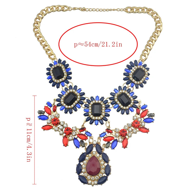 Wholesale Women 18K Dubai Gold Chunky Chains Shourouk Crystal Statement Necklace - Hiron Store